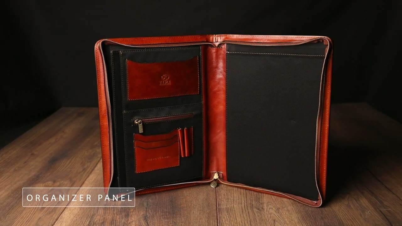 Full-Grain Leather Cognac A4 Documents Folder Organizer - Candide | Time Resistance Official Video