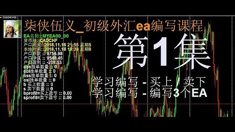外汇_MT4EA_柒侠伍义_初级ea编写速成班课程_2019 第1集 学习编写买上卖下3个ea