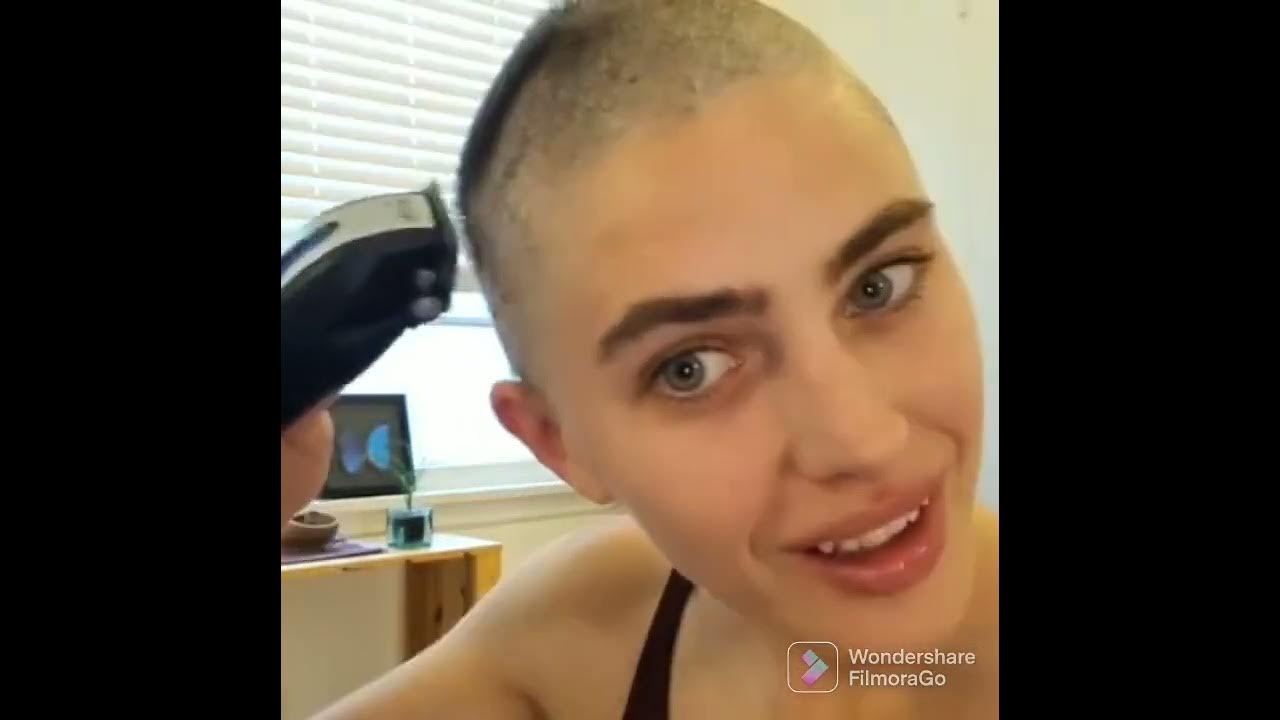 HeadShave Self Head Shave With Electric Trimmer Full Bald Girl