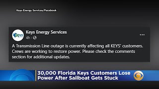30,000 Florida Keys Customers Lose Power After Sailboat Gets Stuck In Transmission Lines