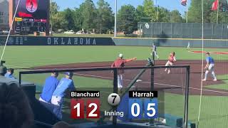 #OKPrepShowDown: 2-RBI Single Lions. Blanchard 14-5 Harrah. Top 7th
