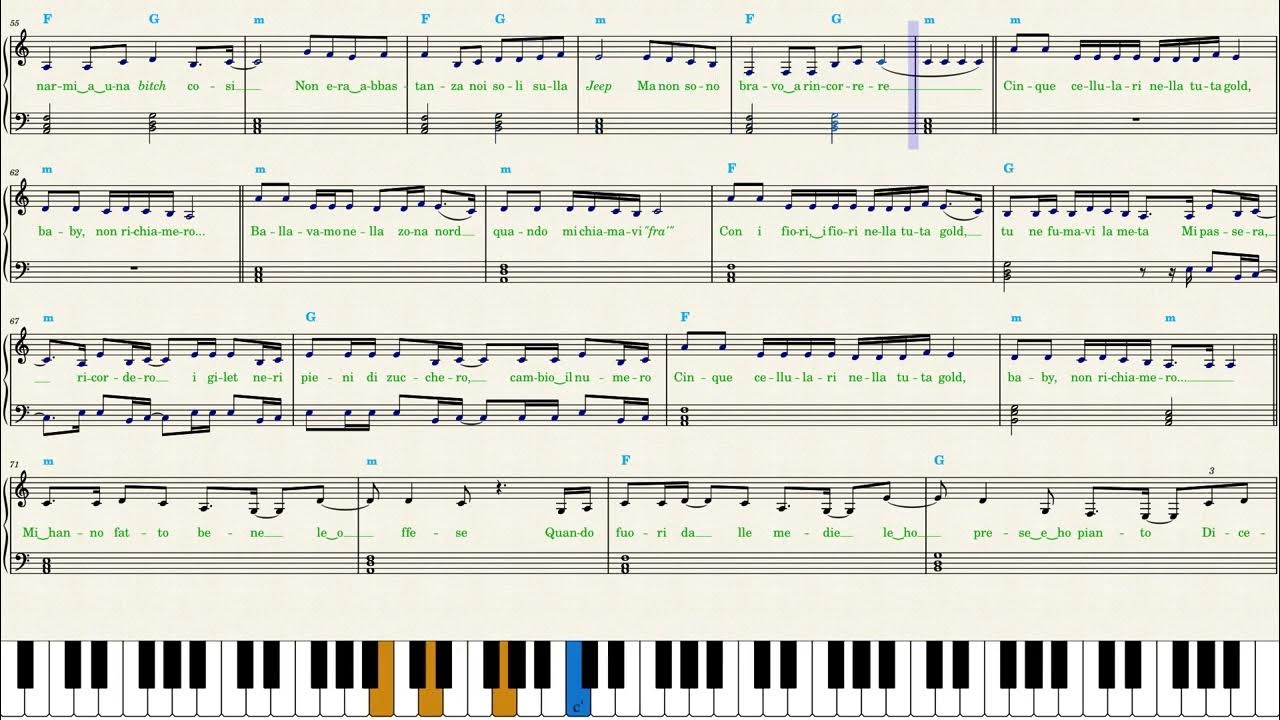 Mahmood — TUTA GOLD — Piano spartito YouTube