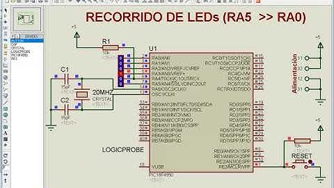 Simulación de Recorrido de LEDs con PIC18F4550 & MikroC en Proteus [sistelbo.pic101]