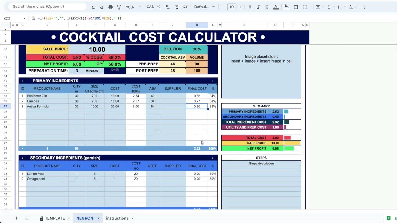  cocktail cost calculator youtube