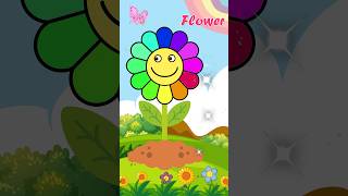 Rainbow Flower Drawing and Coloring Animations for Kids Toddlers Preschoolers #pinkbutterflyart