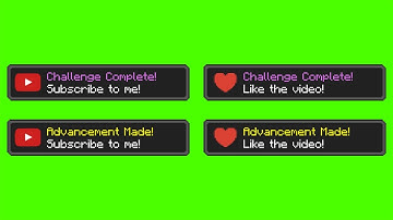 Green Screen Minecraft Advancement Subscribe Animations | Free to use | No copyright
