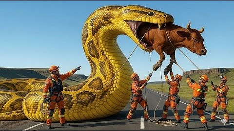 Heroic Rescue Team Saves Indian Cow from Giant Python Attacks!🐄⚡🐍