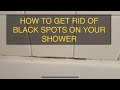 Black spots on your shower? Just apply a paper towel with concentrated bleach and wait 20 minutes