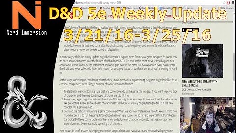 D&D Weekly Update-Survey Results & Giveaway! (3/21/16-3/25/16) | Nerd Immersion