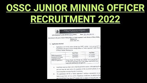 OSSC Junior Mining Officer Recruitment 2022 | Odisha Job Update | Cg Odia