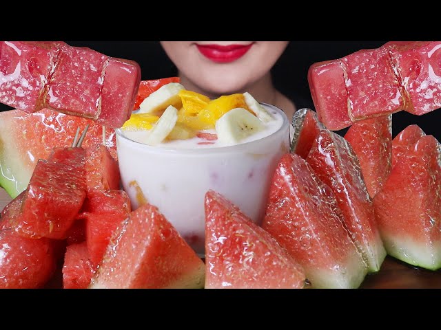 ASMR 수박탕후루🍉화채 먹방탕후루🍉화채 먹방 Tanghulu candied fruit watermelon&hwachae Mukbang Kẹo trái cây フルーツ飴