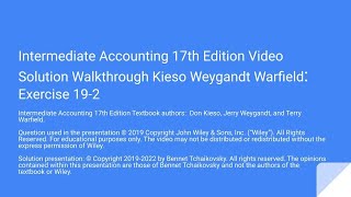 Wiley Intermediate Accounting 17th Edition Solution Walkthrough Exercise 19-2 deferred income taxes