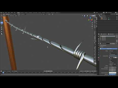 Blender  ( portail de barrière avec fil barbelé )