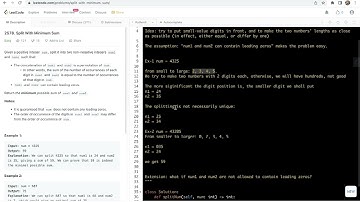 leetcode 2578. Split With Minimum Sum - type conversion and constrcut
