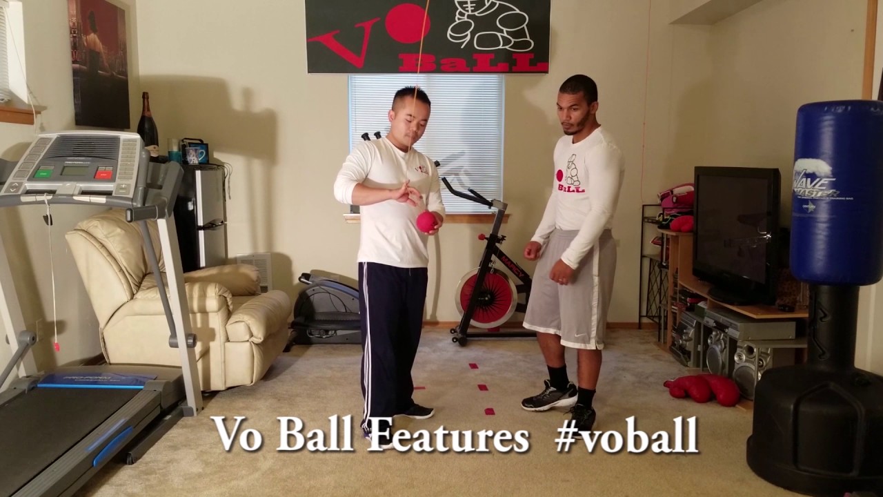 Vo boxing reflex ball training in home office and living room. Vo