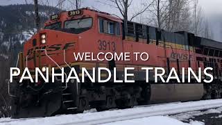 A westbound BNSF train pulls in to Sandpoint Idaho hauling a whole lot of freight.