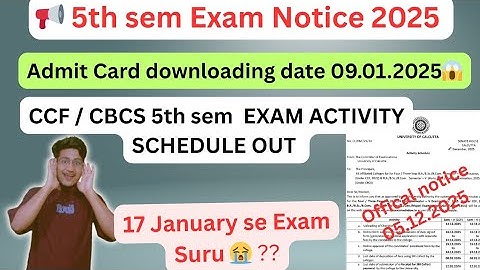 Cu 5th sem exam notice 2025😱 | Activity schedule Out 🥹| Cu 5th sem exam form fillup Date 2025