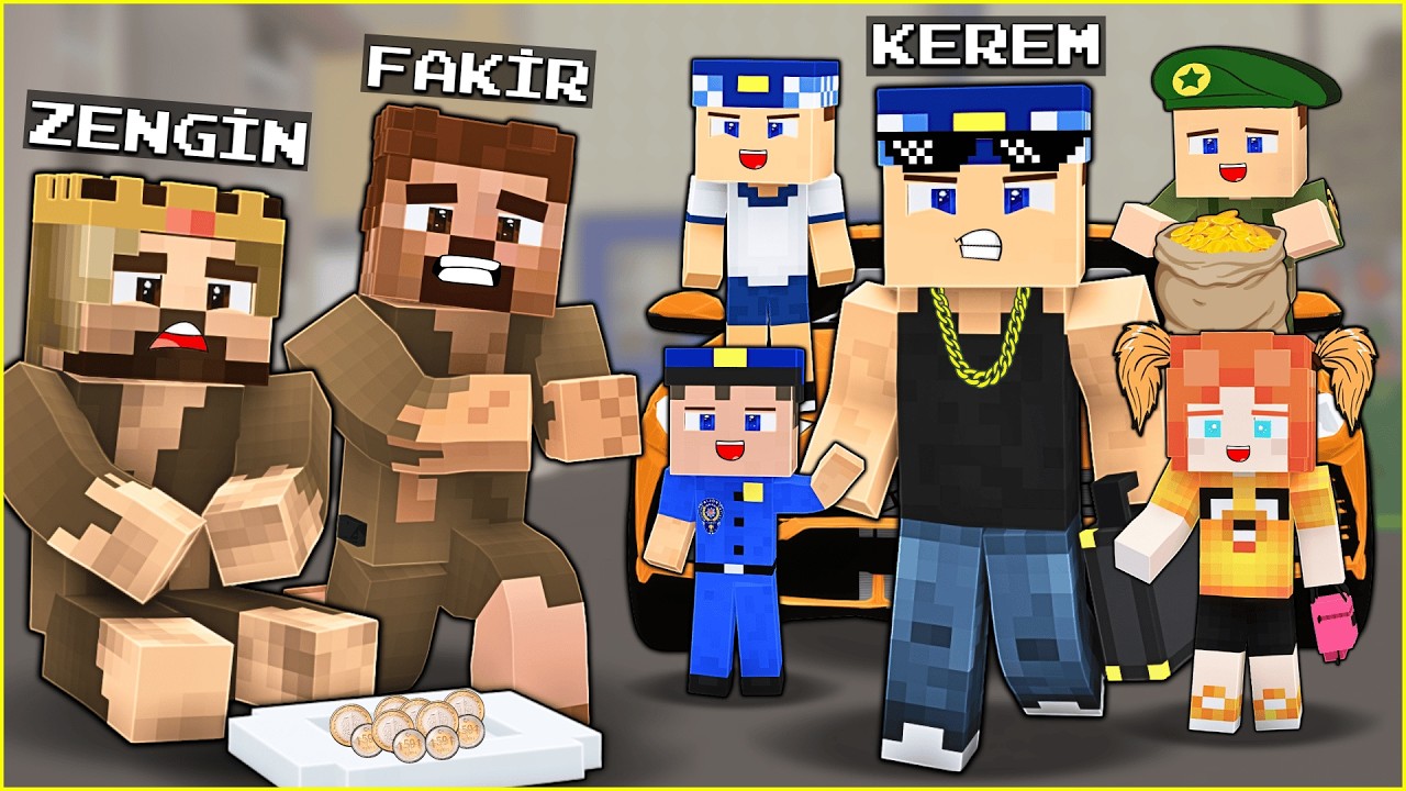 MİLYONER KEREM KOMİSER vs DİLENCİ ZENGİN FAKİR! 😂 - Minecraft