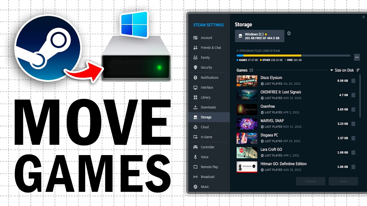 How To Move Steam Games to Another Hard Drive | Step by Step - YouTube