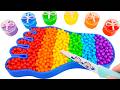 Satisfying Video | How To Make Rainbow Foot Bathtub From Mixing Beads Cutting ASMR | Magic Sand B