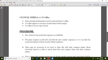 Multiple Sequence Alignment using Clustal Omega & T-Coffee Tool: Unit 14--1