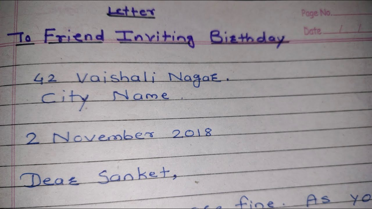 || Letter to Friend Inviting Birthday Party || Letter writing ||📝📝