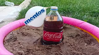 EXPERIMENT: Giant baloon of Mentos vs Big Coca Cola bottle UNDERGROUND! ☢️