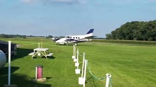 Beech Duke blows tire, departs runway and buries a prop!!!! #planecrash #flattire #baddayatwork