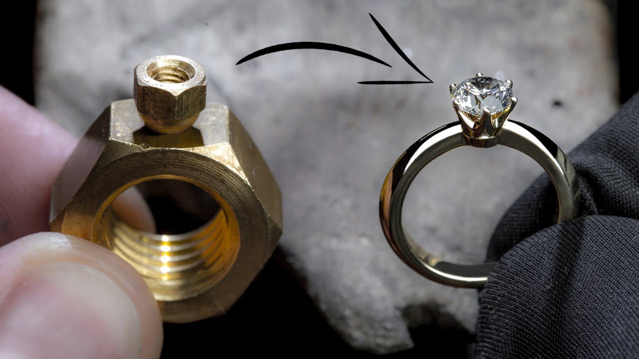  Update I TURN 2 HEX NUTS into a 1 Ct DIAMOND RING