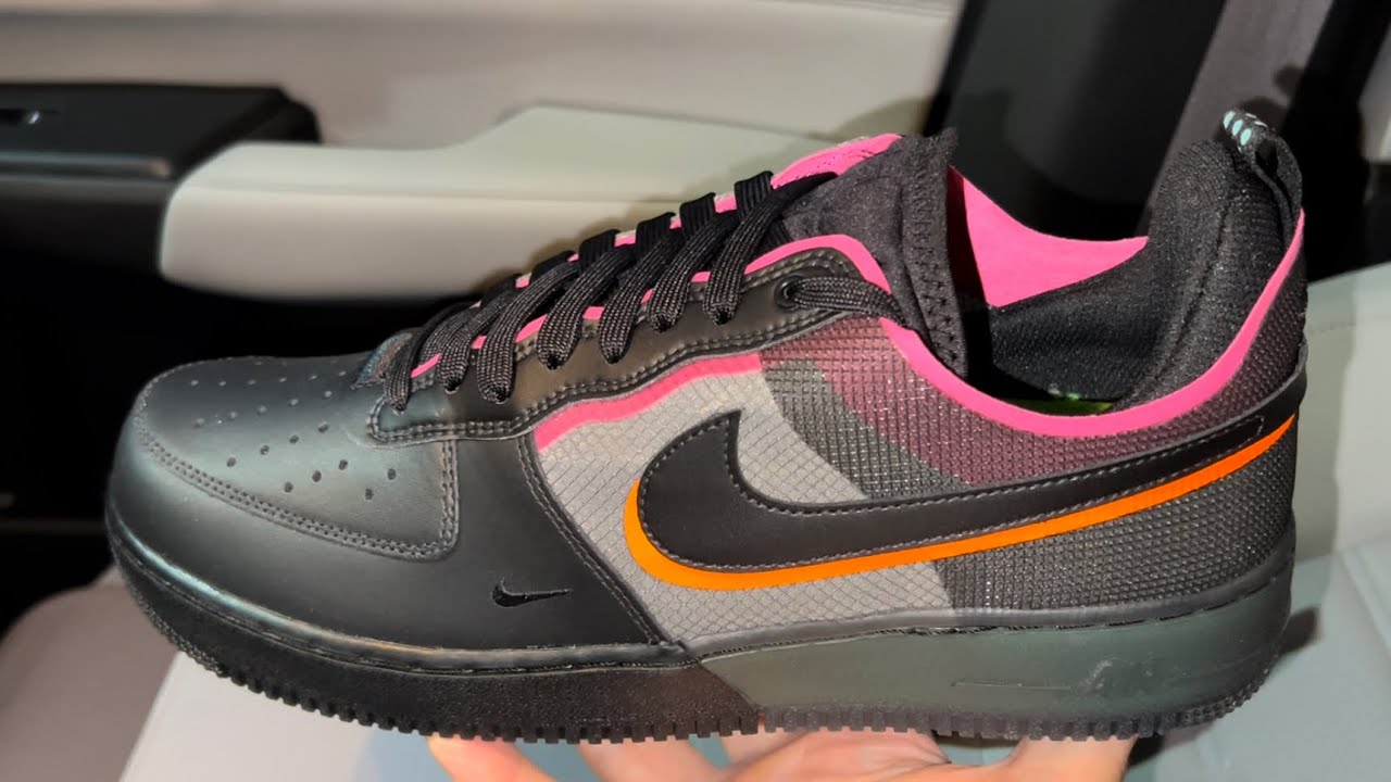 Nike Air Force 1 React Black Team Orange Pink Prime Shoes 