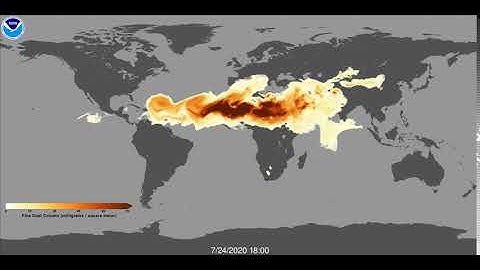 Dust from Africa, July 21 - 28, 2020, map view