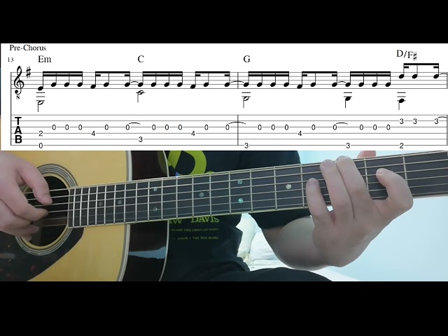 晴天 (周杰倫) - 指彈吉他谱 (Jay Chou - Sunny Day)- Easy Fingerstyle Guitar Playthrough Lesson With Tabs class=