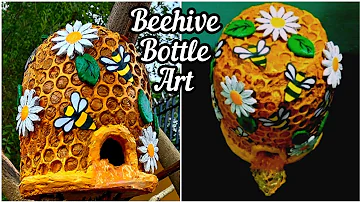 How to Make Beehive with Flowers/ Honeycomb Bottle Art/ Plastic Bottle Craft