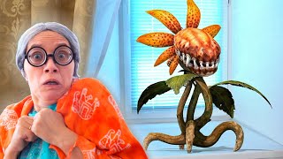 Super Granny VS Crazy Flower battle in real life