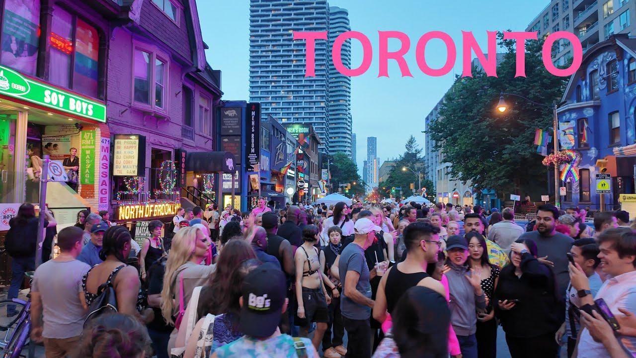 Pride Month Toronto Nightlife on Church Street | Night Walk 4K