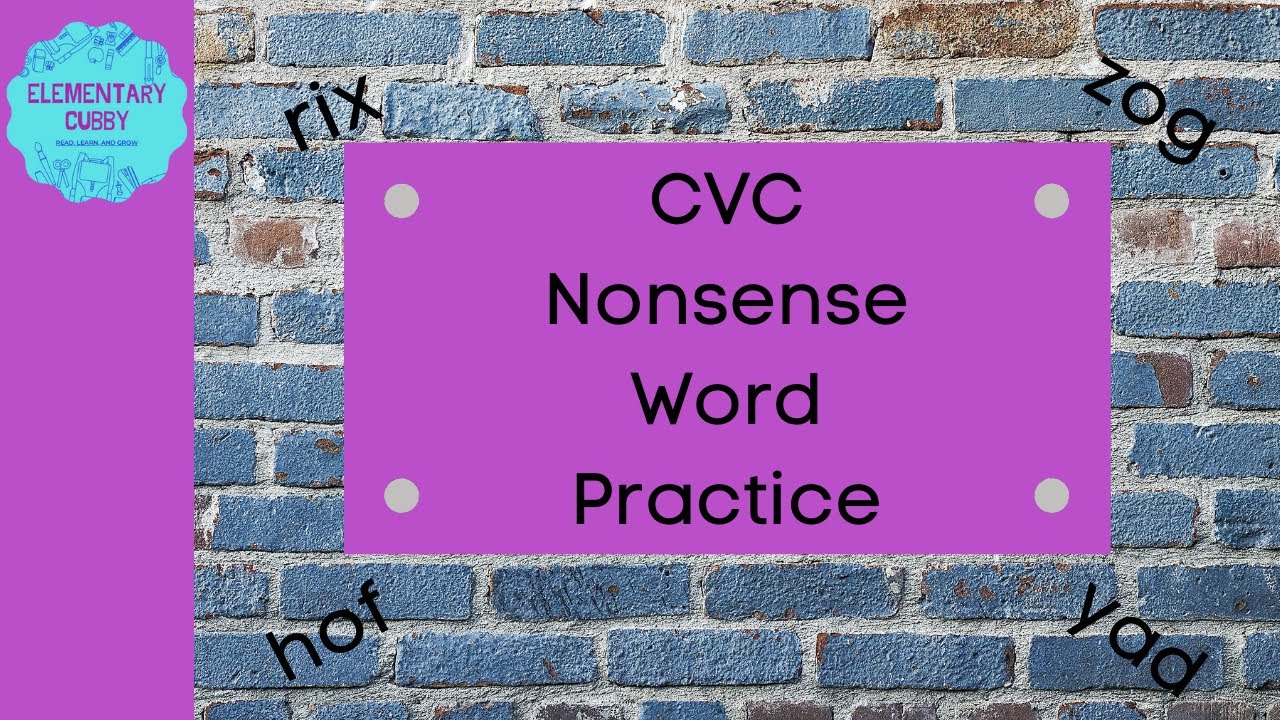 Cvc Nonsense Words Free Printable
