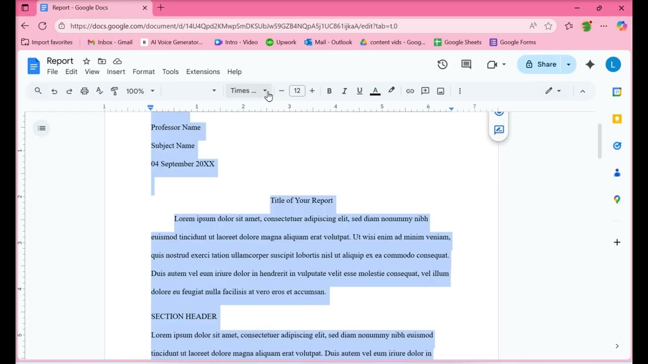 How to Setup Your GOOGLE DOC with MLA FORMAT