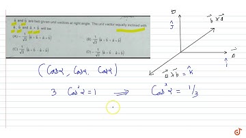 `veca` and `vecb` are two given unit vectors at right angle. The unit vector equally inclined