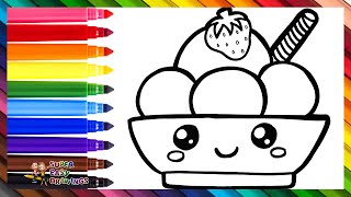 Draw and Color a Cute Ice Cream Bowl  Drawings for Kids