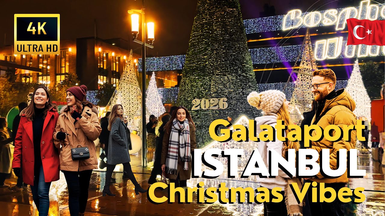 🇹🇷 Istanbul Christmas Vibes 2025 | Festive Cheer at Galataport 4K Walking Tour, Bosphorus Views