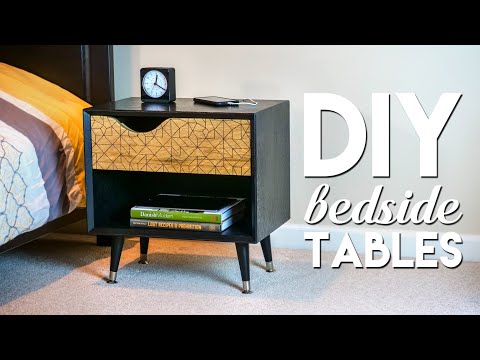 DIY Mid-Century Modern Bedside Table / Nightstand with Ebonized Oak | How To Build - Woodworking