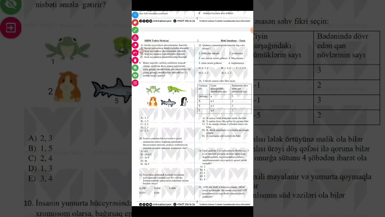 Onlayn Sınaq/ Biologiya suallarının izahı/ Səbinə Heydərova