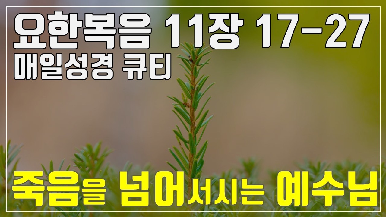 「매일성경큐티」 3월 7일 (토) 요한복음 11장 17-27 