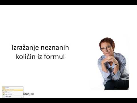 Izražanje neznanih količin iz formul