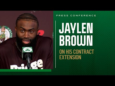 PRESS CONFERENCE: Celtics' Jaylen Brown talks about signing the largest contract in NBA history