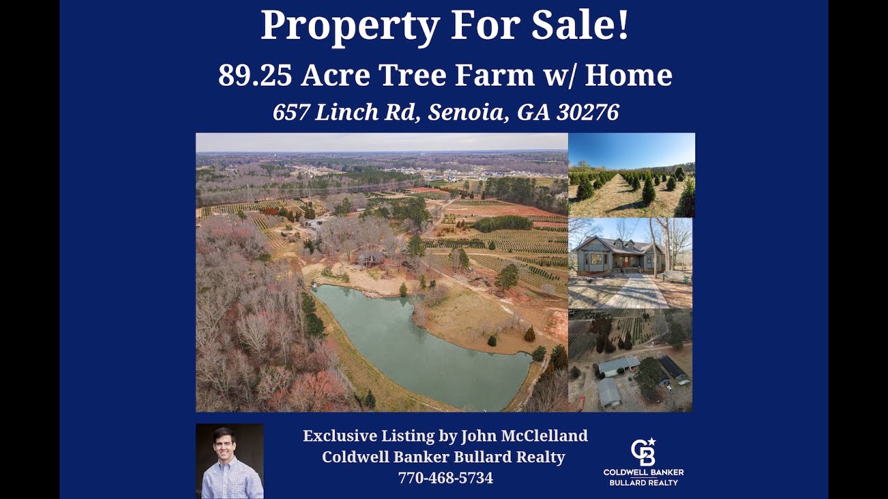 Property For Sale! 657 Linch Rd, Senoia, GA 89.25 Acre Tree Farm