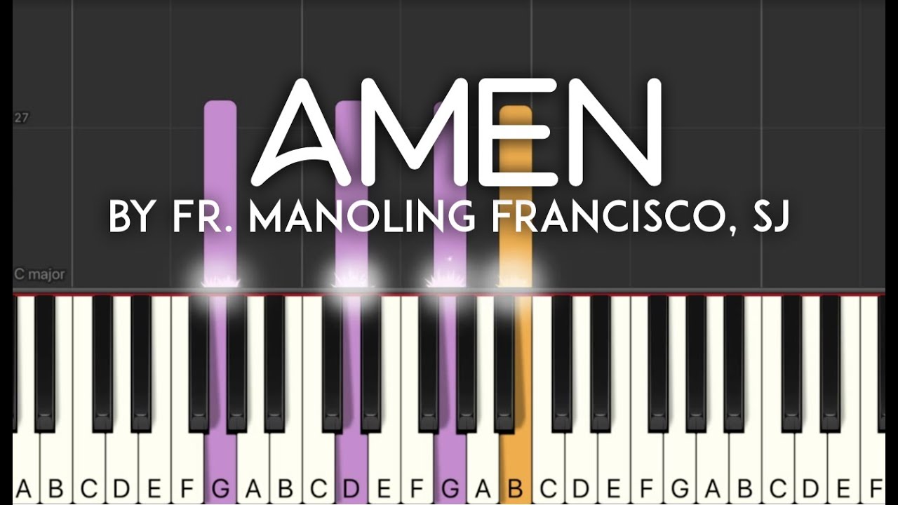 Mass Song Amen Francisco SJ synthesia piano tutorial with sheet music  with sheet music