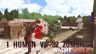 1 human vs 32 Zombies