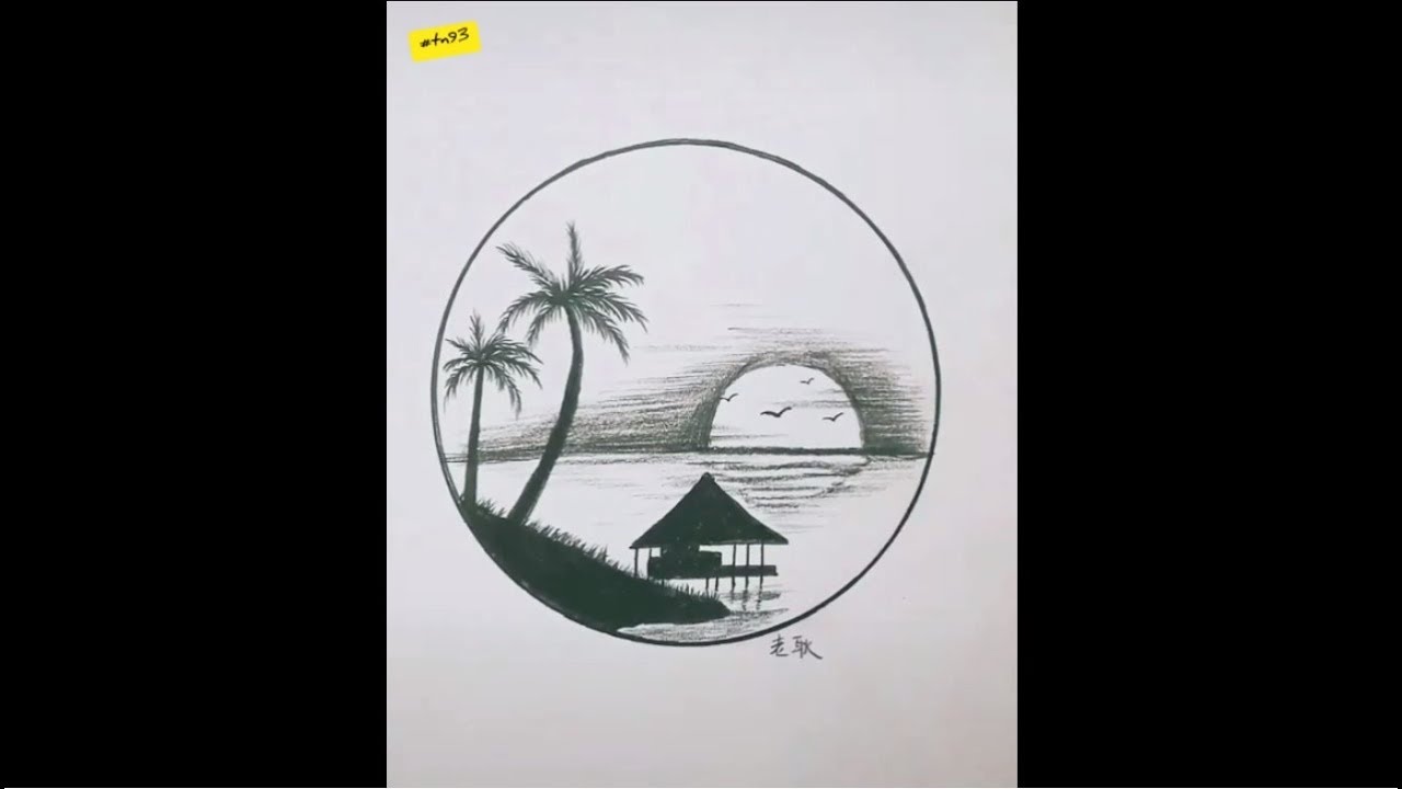 Cách VẼ TRANH PHONG CẢNH bằng bút chì  how to draw easy landscape with  pencil  YouTube