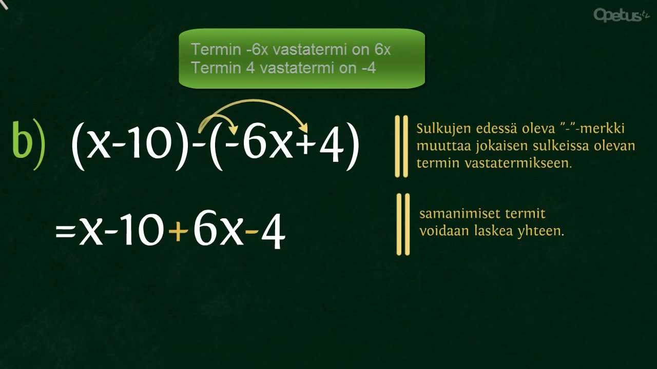 MAB1: Polynomien yhteen- ja vähennyslasku